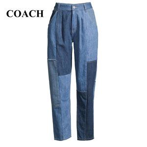 New Coach Denim Patchwork Pleated Trousers size 2